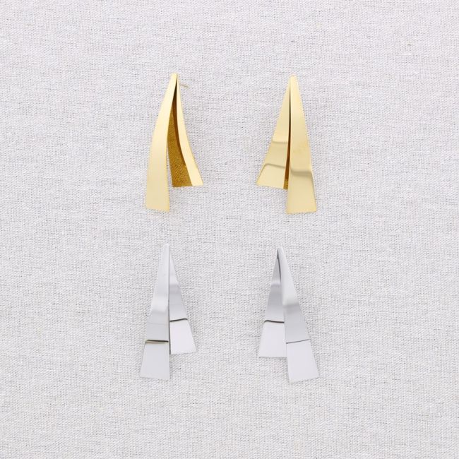 PENDIENTES ACERO DOBLE TRIÁNGULO