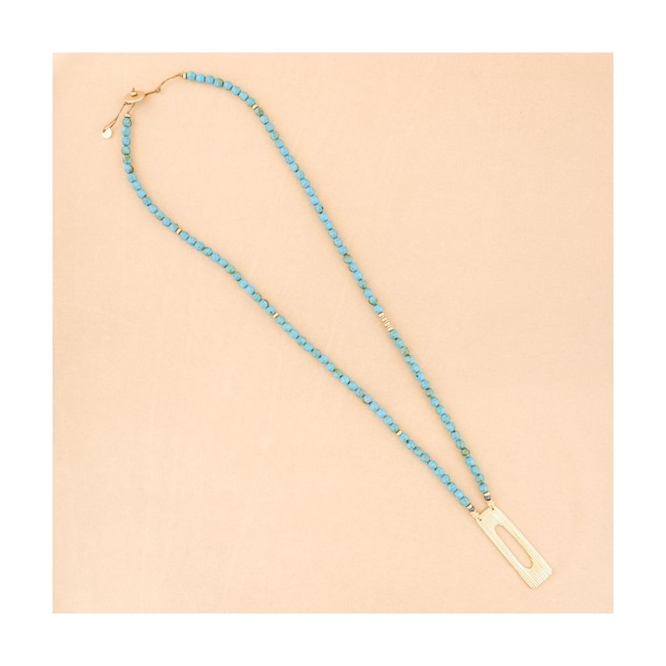 LONG NECKLACE METAL PENDANT RESIN BEADS