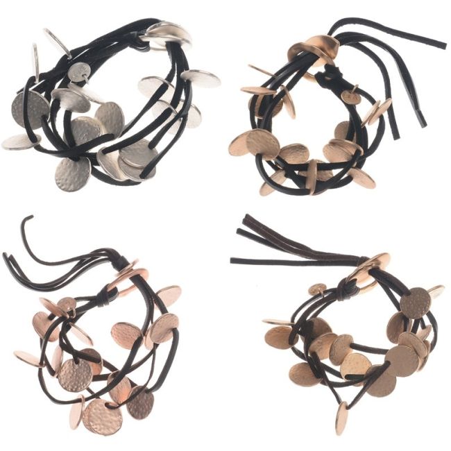 SUEDE BRACELET 4 ROWS METAL BEADS