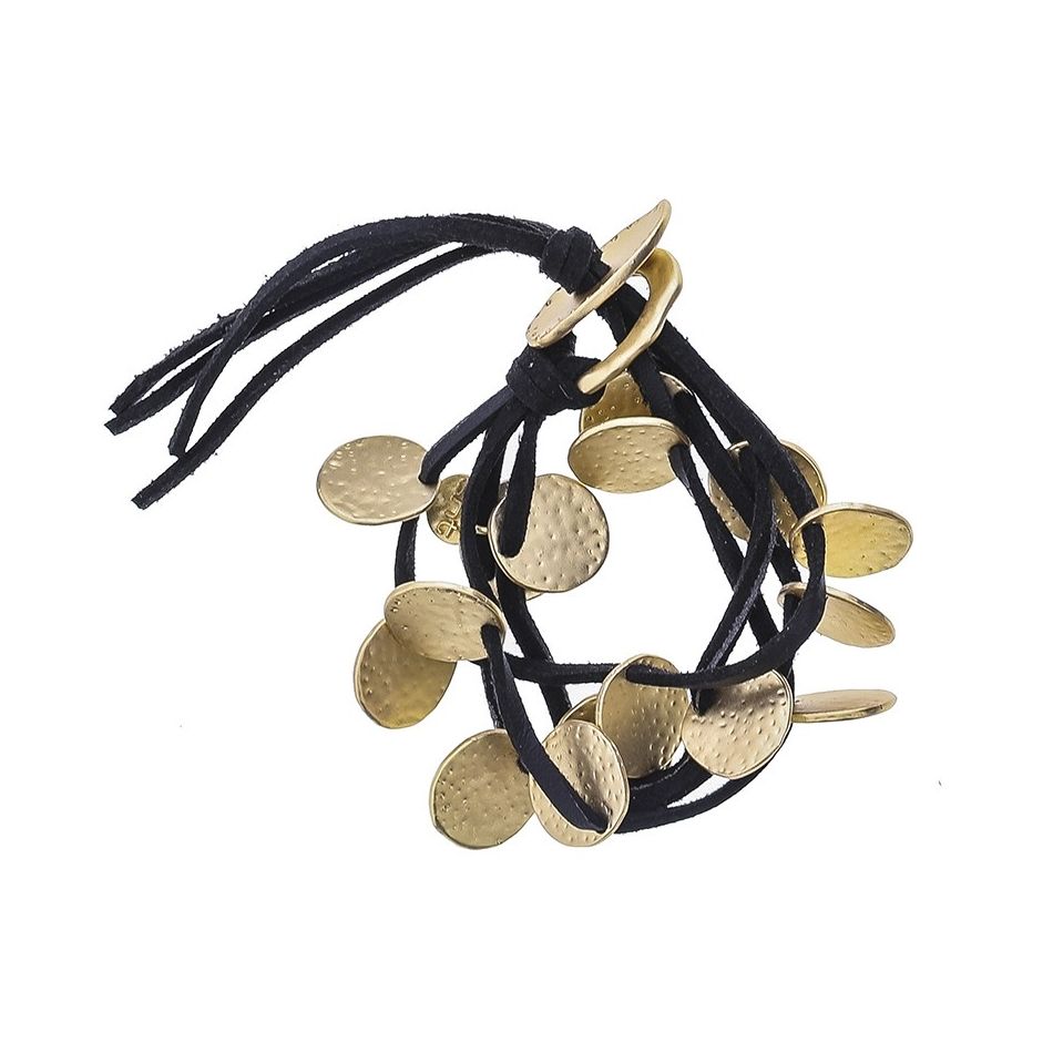 SUEDE BRACELET 4 ROWS METAL BEADS