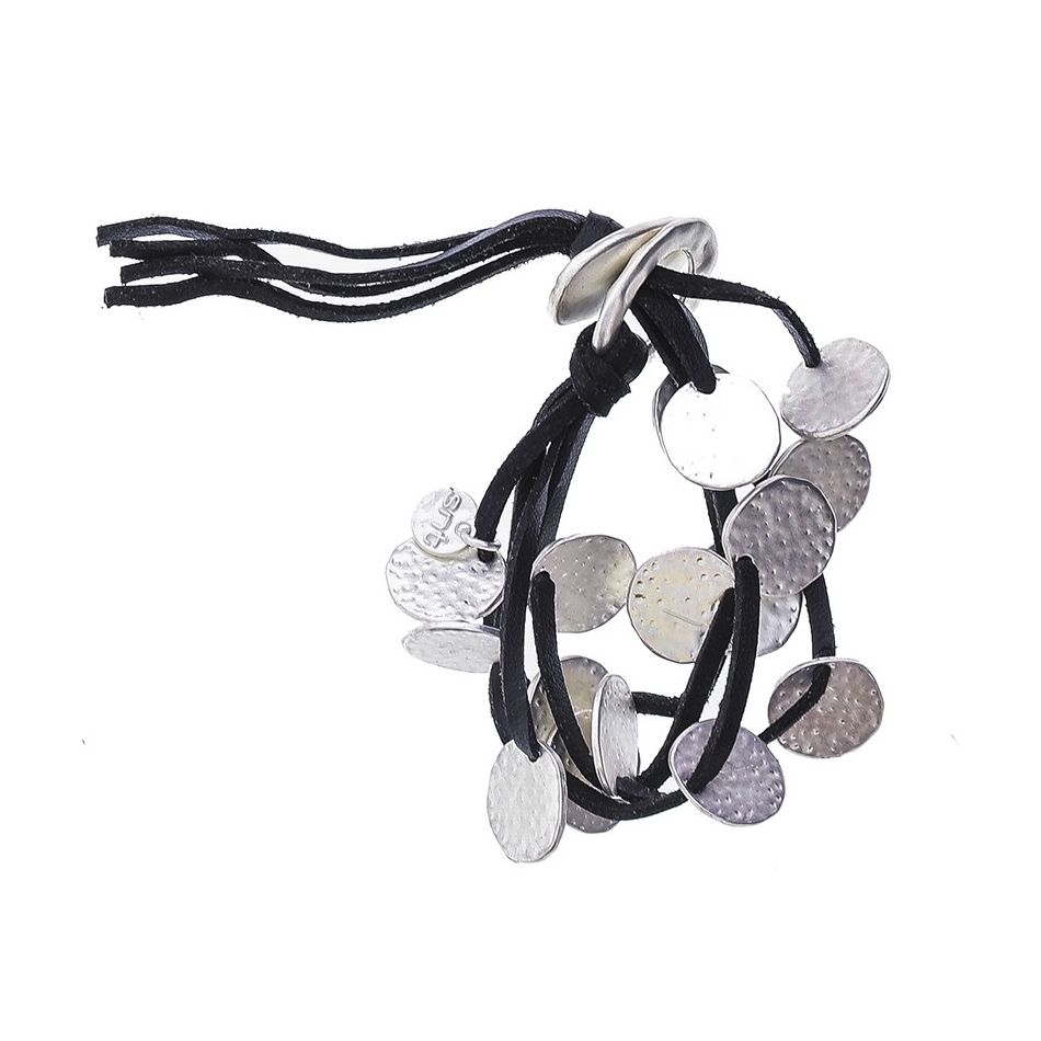 SUEDE BRACELET 4 ROWS METAL BEADS