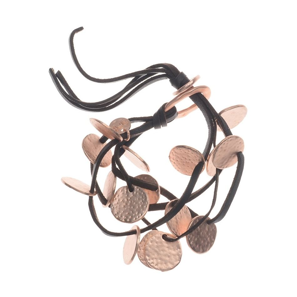 SUEDE BRACELET 4 ROWS METAL BEADS
