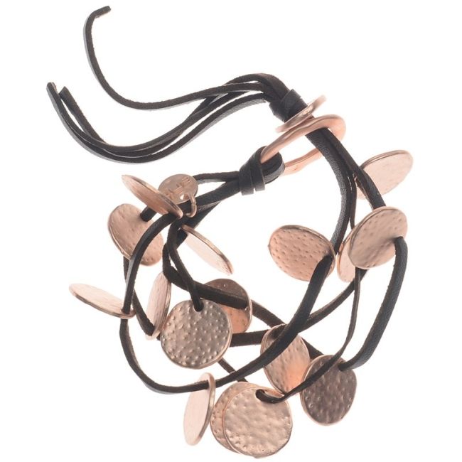 SUEDE BRACELET 4 ROWS METAL BEADS