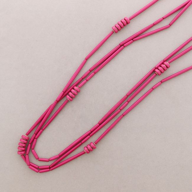 LONG NECKLACE TRIPLE ROW RESIN BEADS
