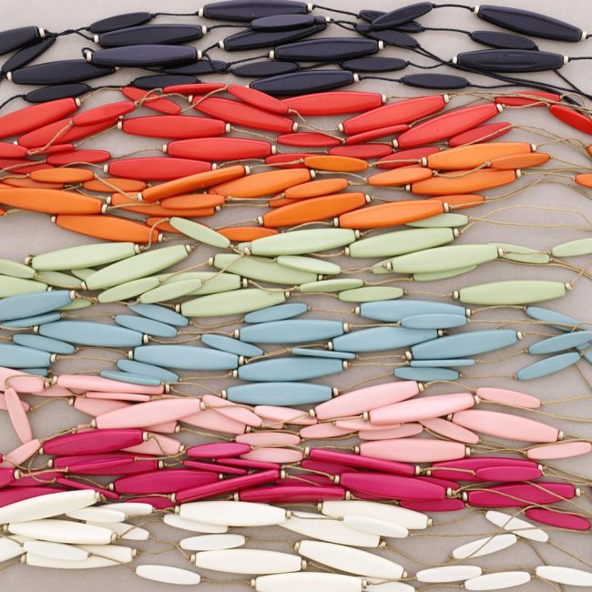 COLLAR LARGO CUENTAS OVALADAS RESINA