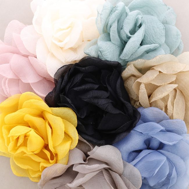 BROCHE FLOR TELA BRILLO DOBLE CAPA 20CM