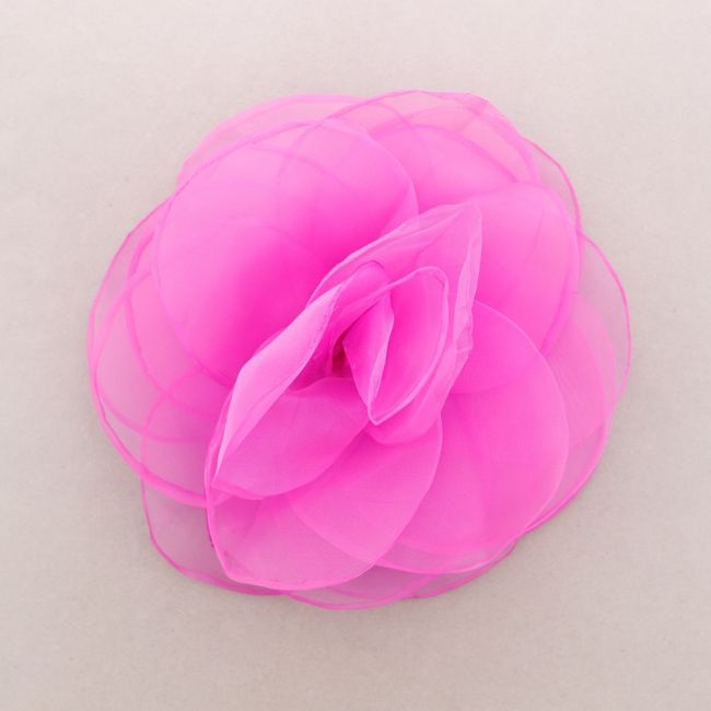 BROCHE FLOR TELA GASA BRILLO 28CM