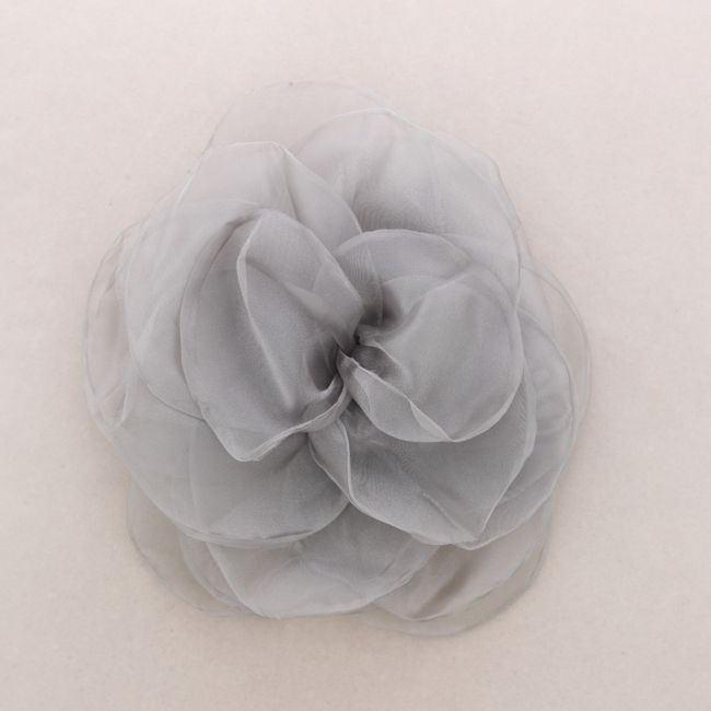 28CM GLITTERY CHIFFON FABRIC FLOWER BROOCH