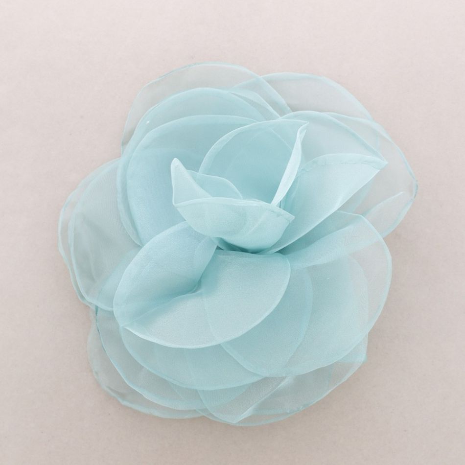 28CM GLITTERY CHIFFON FABRIC FLOWER BROOCH