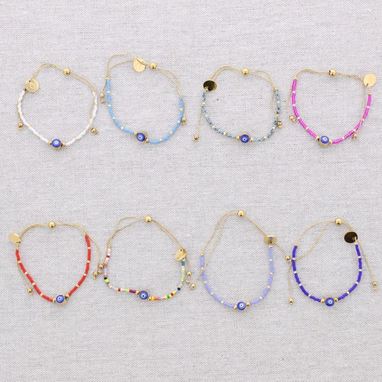 PULSERA ACERO MACRAMÉ CUENTAS MIYUKI OJO TURCO 2
