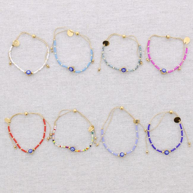 MACRAME STEEL BRACELET WITH MIYUKI TURKISH EYE BEADS
