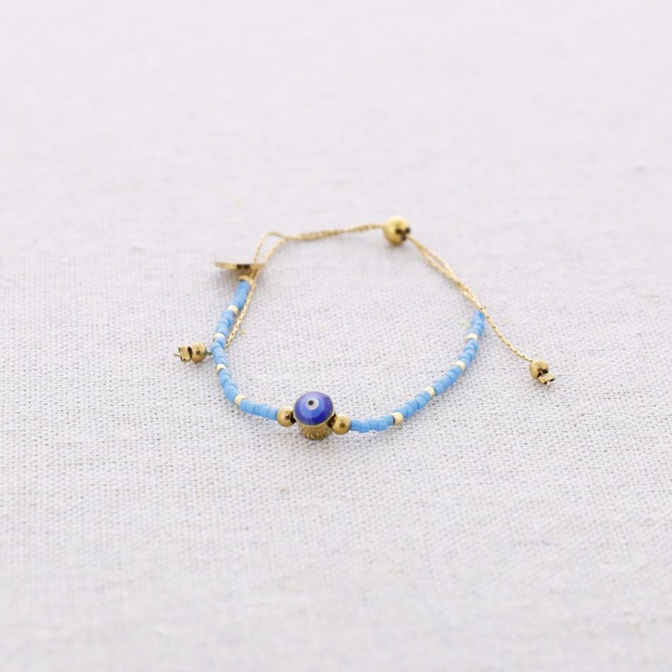 MACRAME STEEL BRACELET WITH MIYUKI TURKISH EYE BEADS