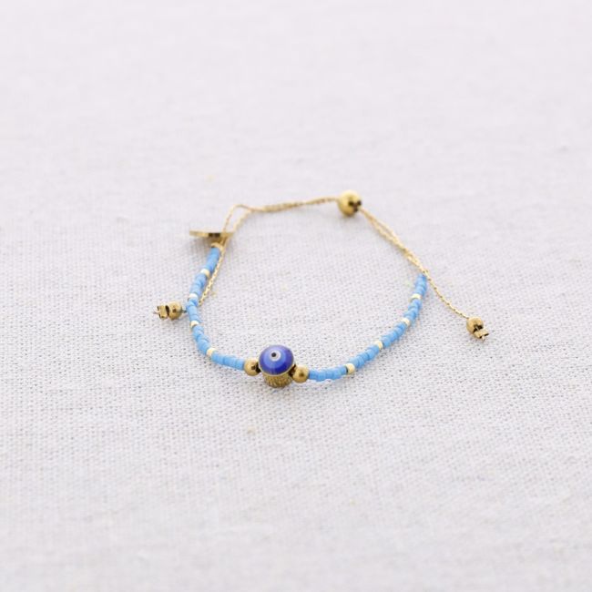 MACRAME STEEL BRACELET WITH MIYUKI TURKISH EYE BEADS