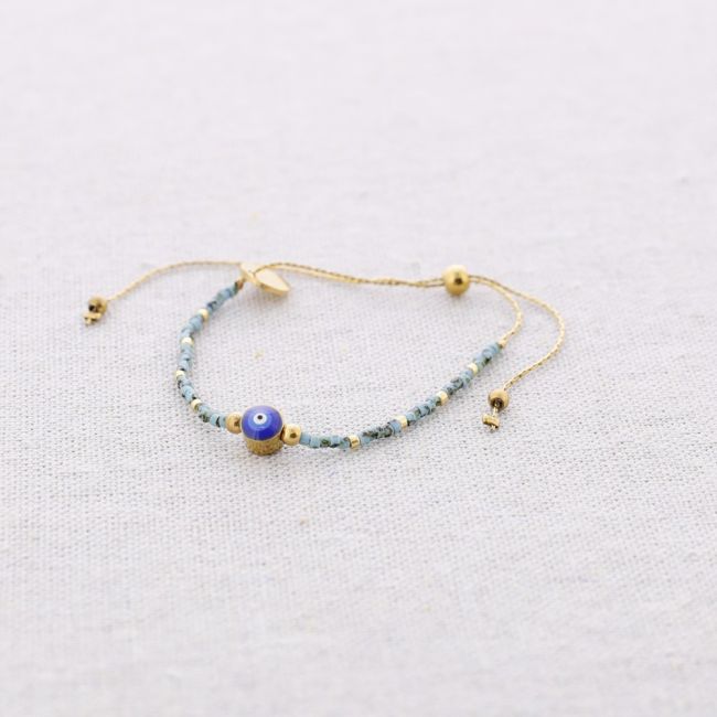 MACRAME STEEL BRACELET WITH MIYUKI TURKISH EYE BEADS