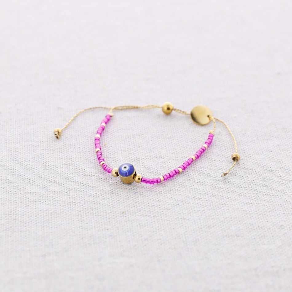 MACRAME STEEL BRACELET WITH MIYUKI TURKISH EYE BEADS