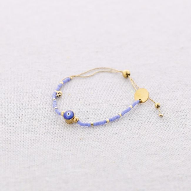 MACRAME STEEL BRACELET WITH MIYUKI TURKISH EYE BEADS