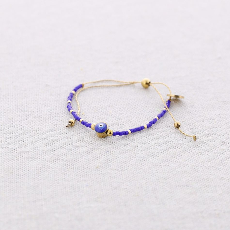MACRAME STEEL BRACELET WITH MIYUKI TURKISH EYE BEADS