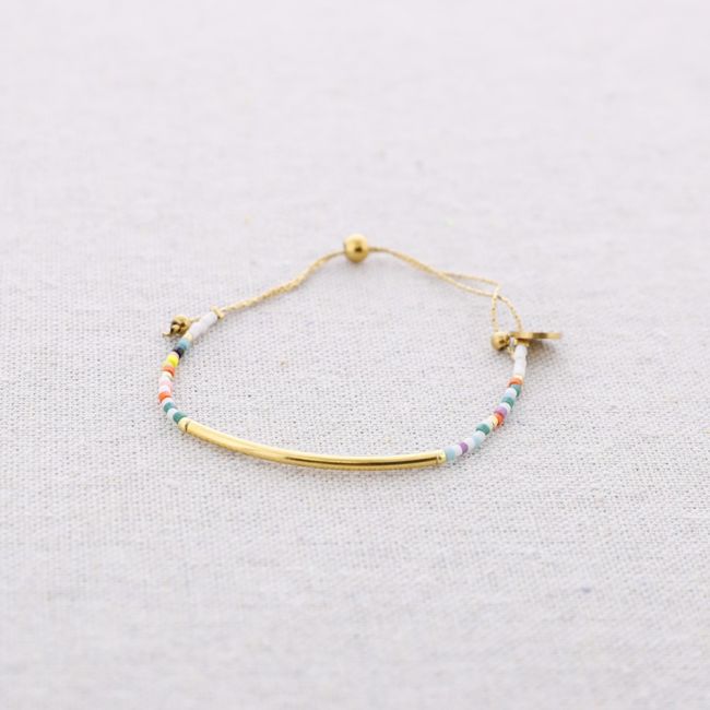PULSERA ACERO MACRAMÉ CUENTAS MIYUKI BARRITA CURVA