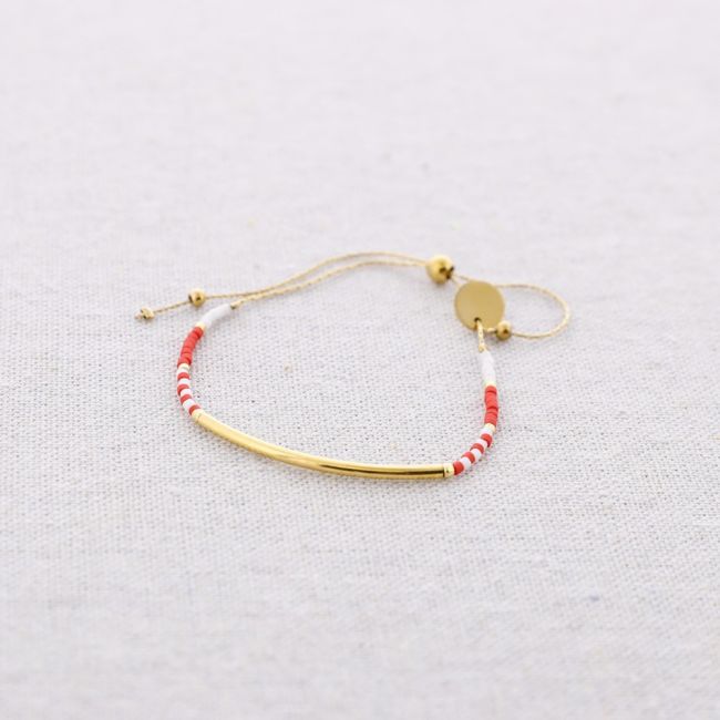 MACRAME STEEL BRACELET WITH MIYUKI BEADS AND CURVED BAR