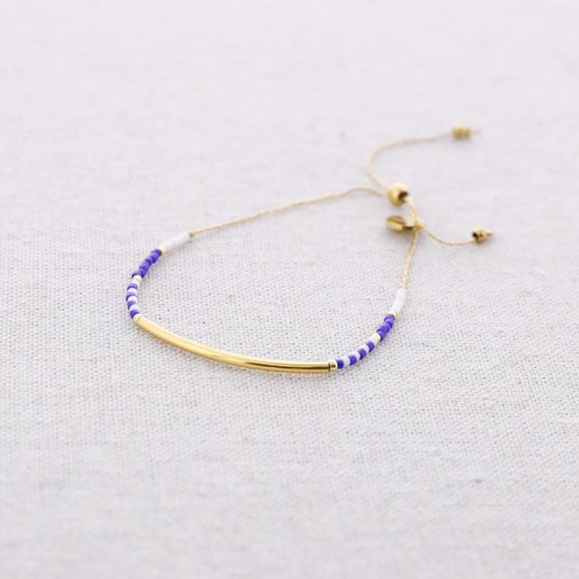 MACRAME STEEL BRACELET WITH MIYUKI BEADS AND CURVED BAR