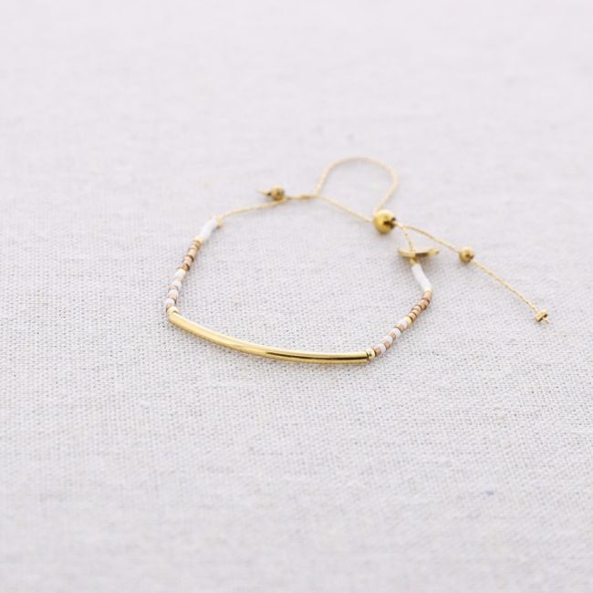 MACRAME STEEL BRACELET WITH MIYUKI BEADS AND CURVED BAR