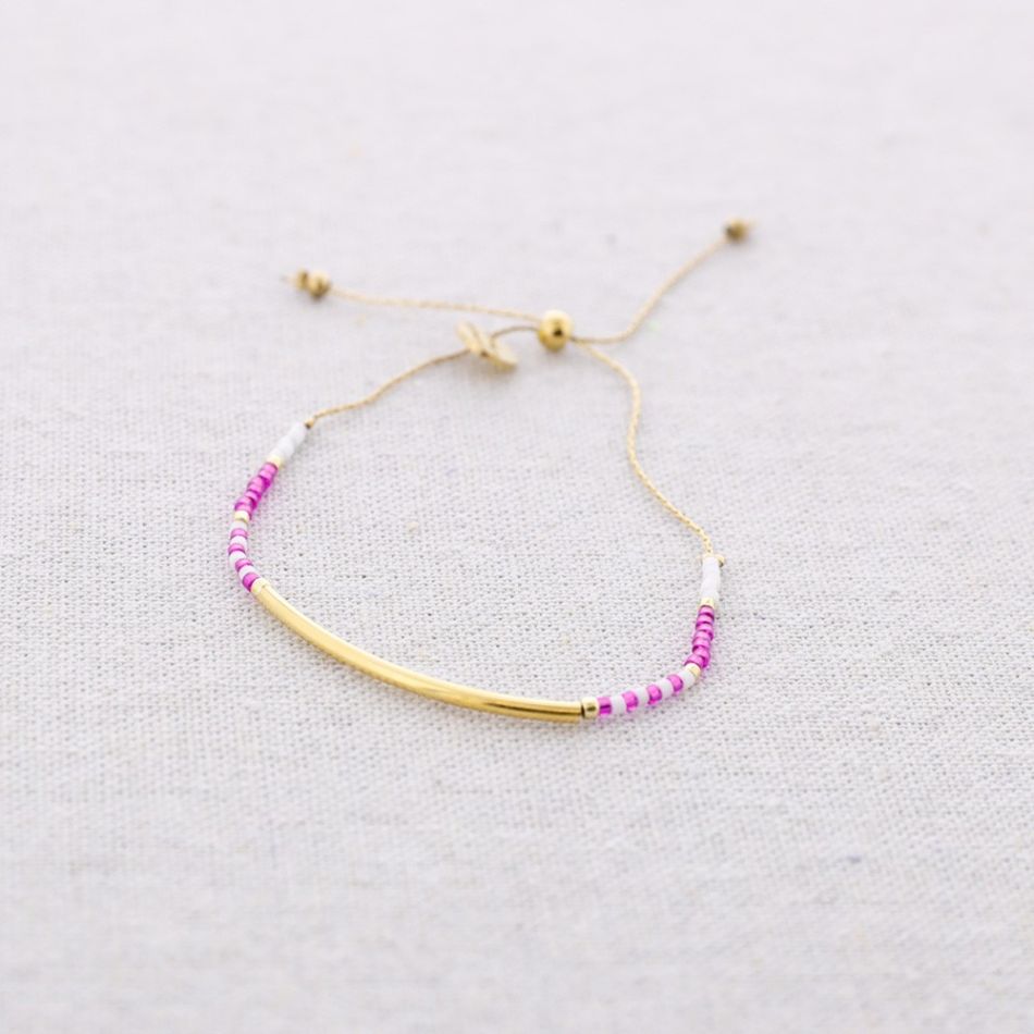 MACRAME STEEL BRACELET WITH MIYUKI BEADS AND CURVED BAR