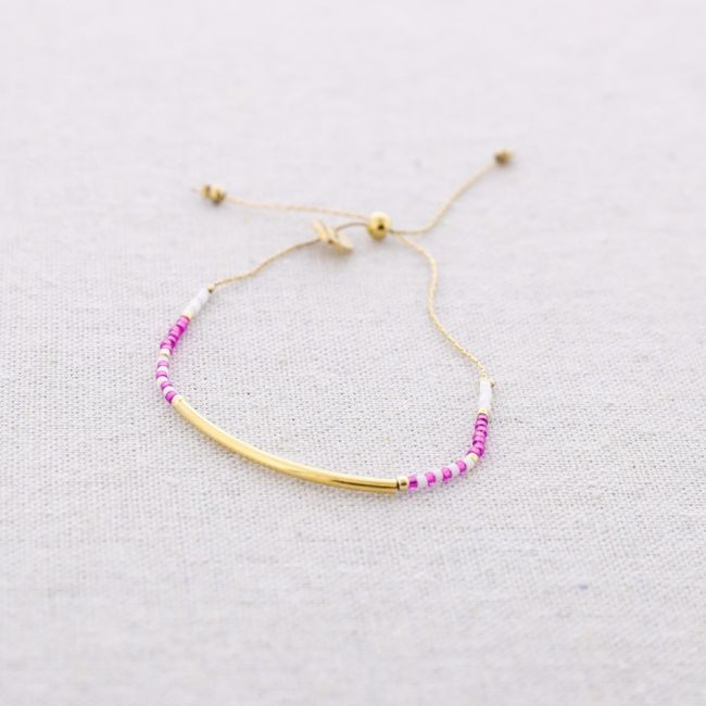 MACRAME STEEL BRACELET WITH MIYUKI BEADS AND CURVED BAR
