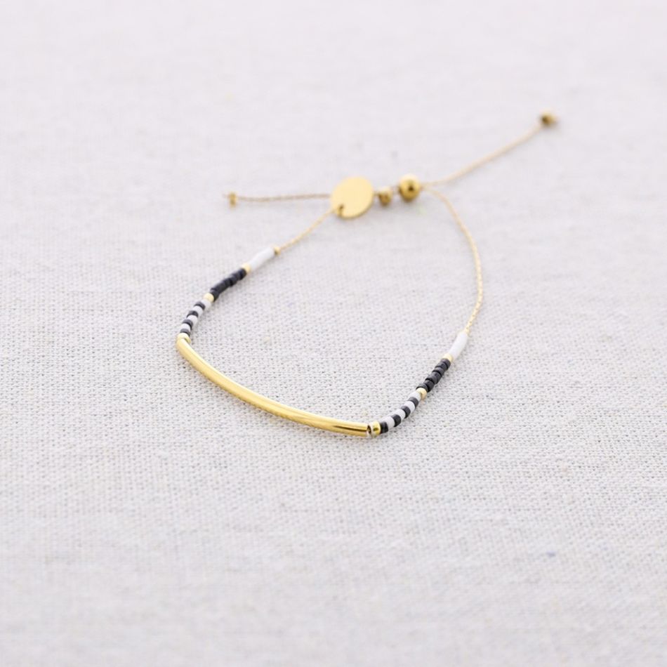 PULSERA ACERO MACRAMÉ CUENTAS MIYUKI BARRITA CURVA