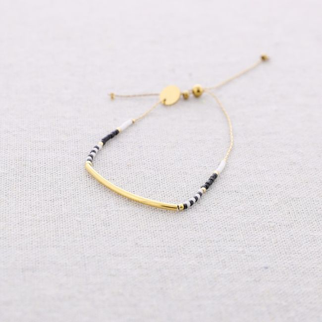 PULSERA ACERO MACRAMÉ CUENTAS MIYUKI BARRITA CURVA