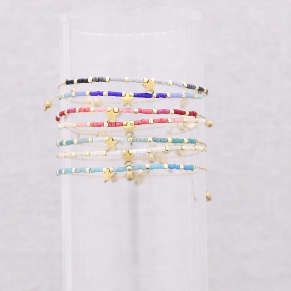 MACRAME STEEL BRACELET WITH MIYUKI STAR BEADS