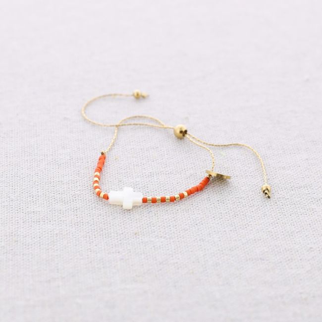 PULSERA ACERO MACRAMÉ CUENTAS MIYUKI CRUZ NÁCAR