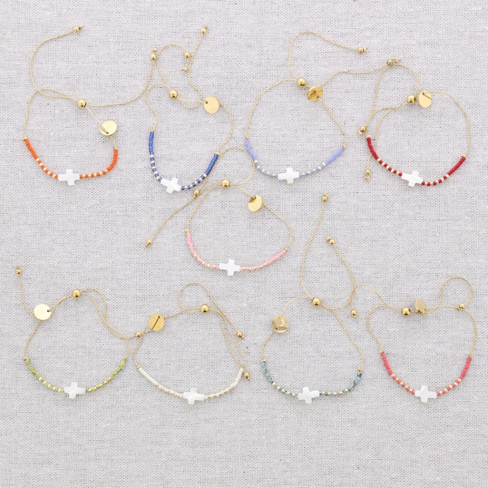 PULSERA ACERO MACRAMÉ CUENTAS MIYUKI CRUZ NÁCAR