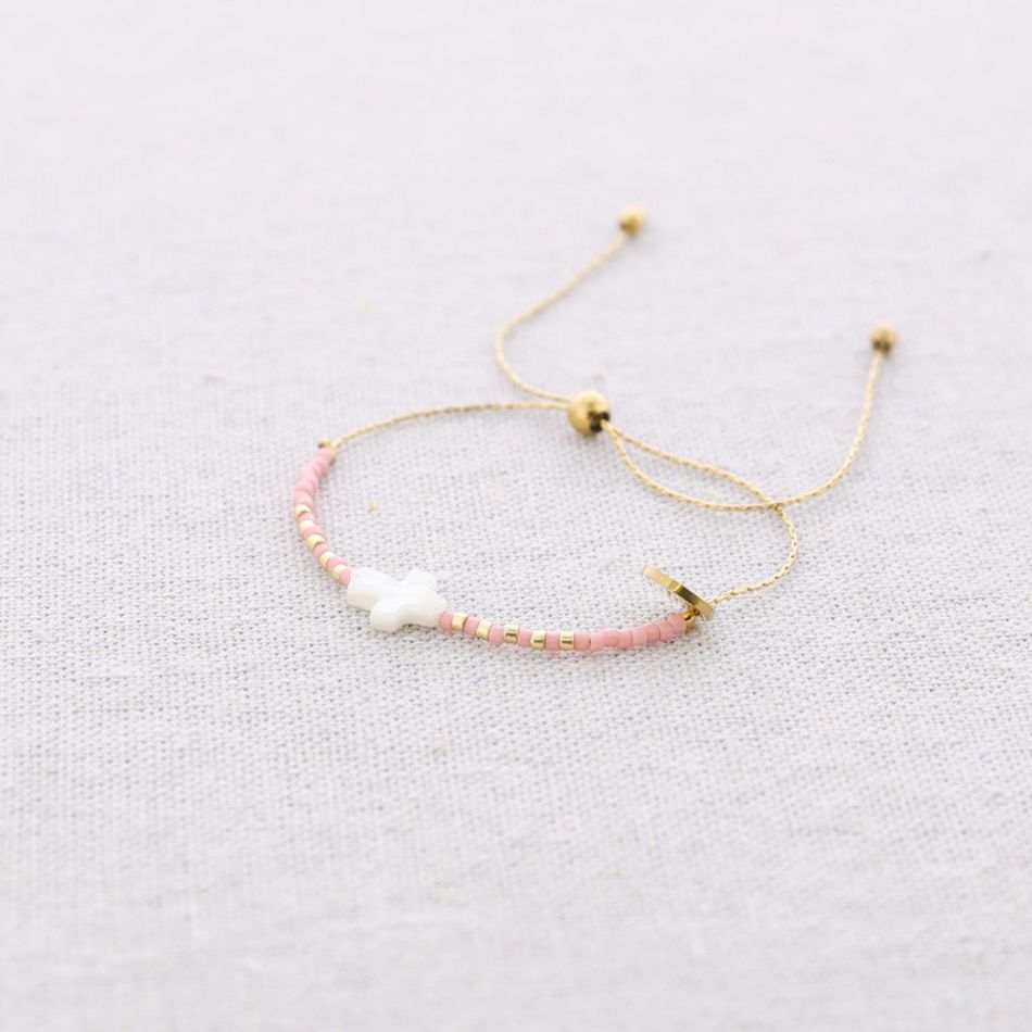 PULSERA ACERO MACRAMÉ CUENTAS MIYUKI CRUZ NÁCAR