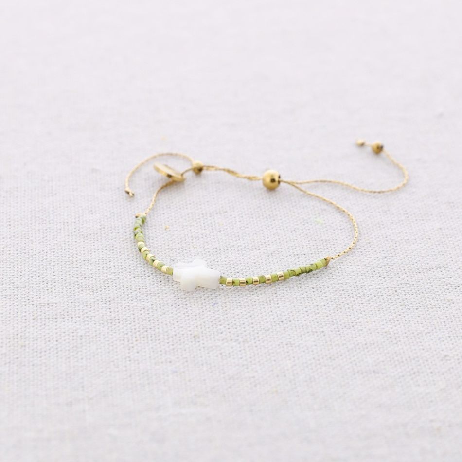 PULSERA ACERO MACRAMÉ CUENTAS MIYUKI CRUZ NÁCAR