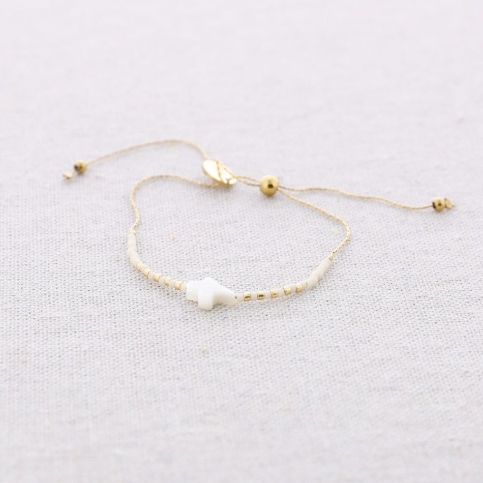 PULSERA ACERO MACRAMÉ CUENTAS MIYUKI CRUZ NÁCAR