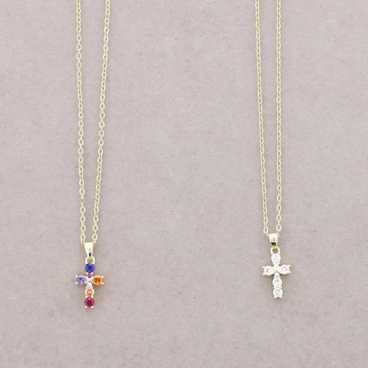 40CM BRONZE NECKLACE WITH CROSS PENDANT AND ZIRCONIA 2