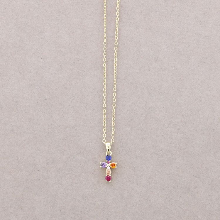 40CM BRONZE NECKLACE WITH CROSS PENDANT AND ZIRCONIA