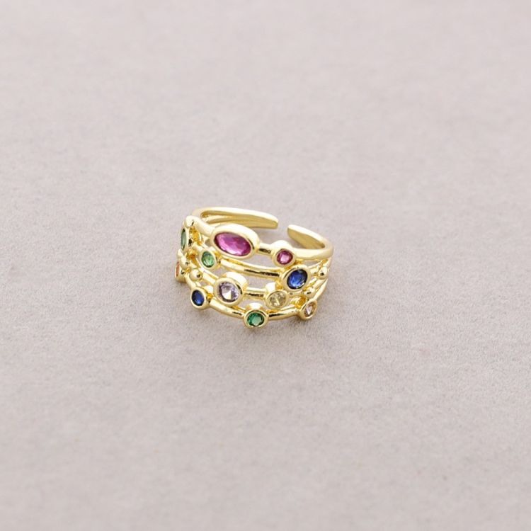 ANILLO BRONCE TIRAS CIRCONITAS