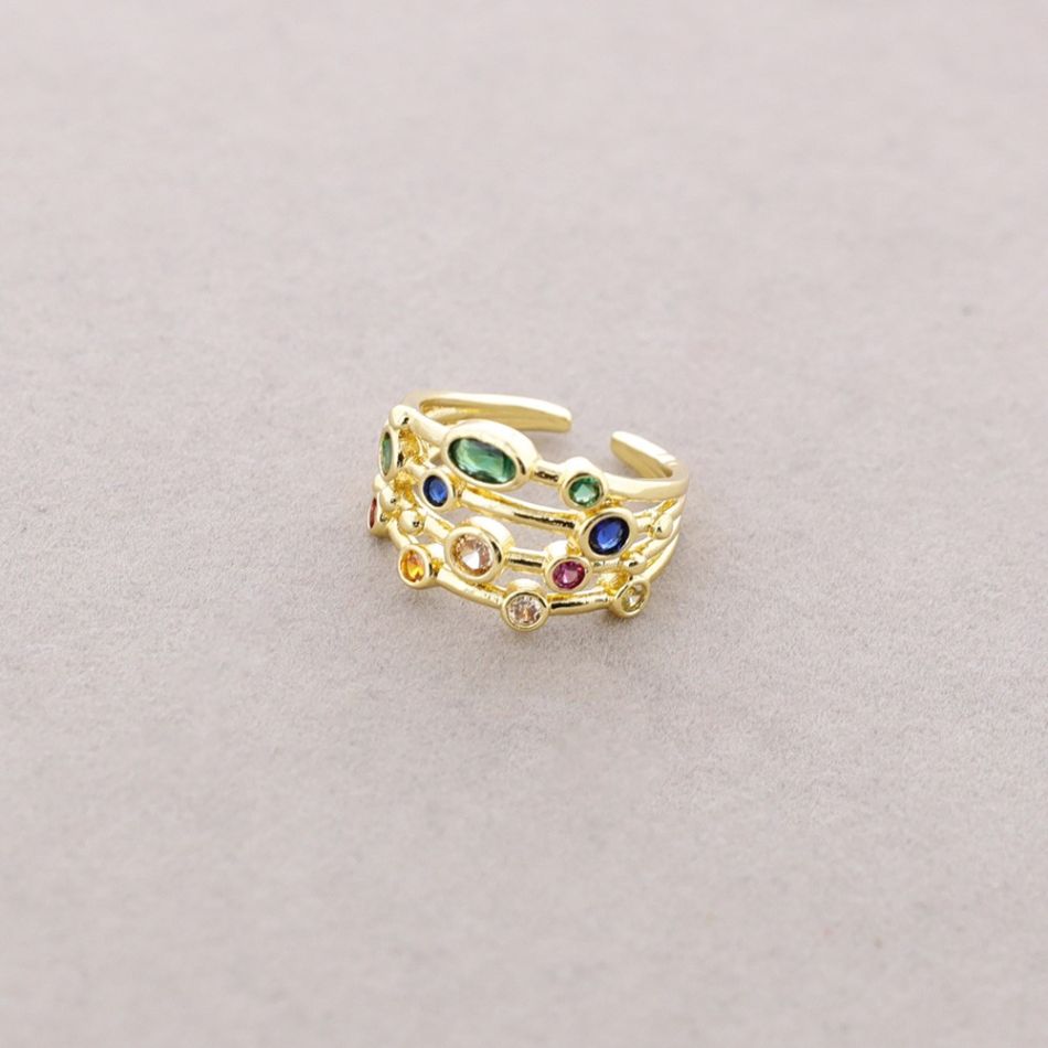 ANILLO BRONCE TIRAS CIRCONITAS