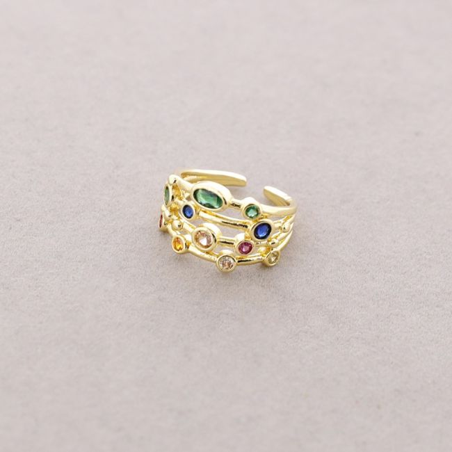 ANILLO BRONCE TIRAS CIRCONITAS