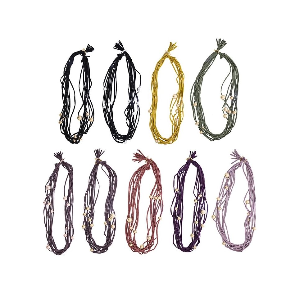 LONG TUBE NECKLACE WITH IMITATION METAL BEADS