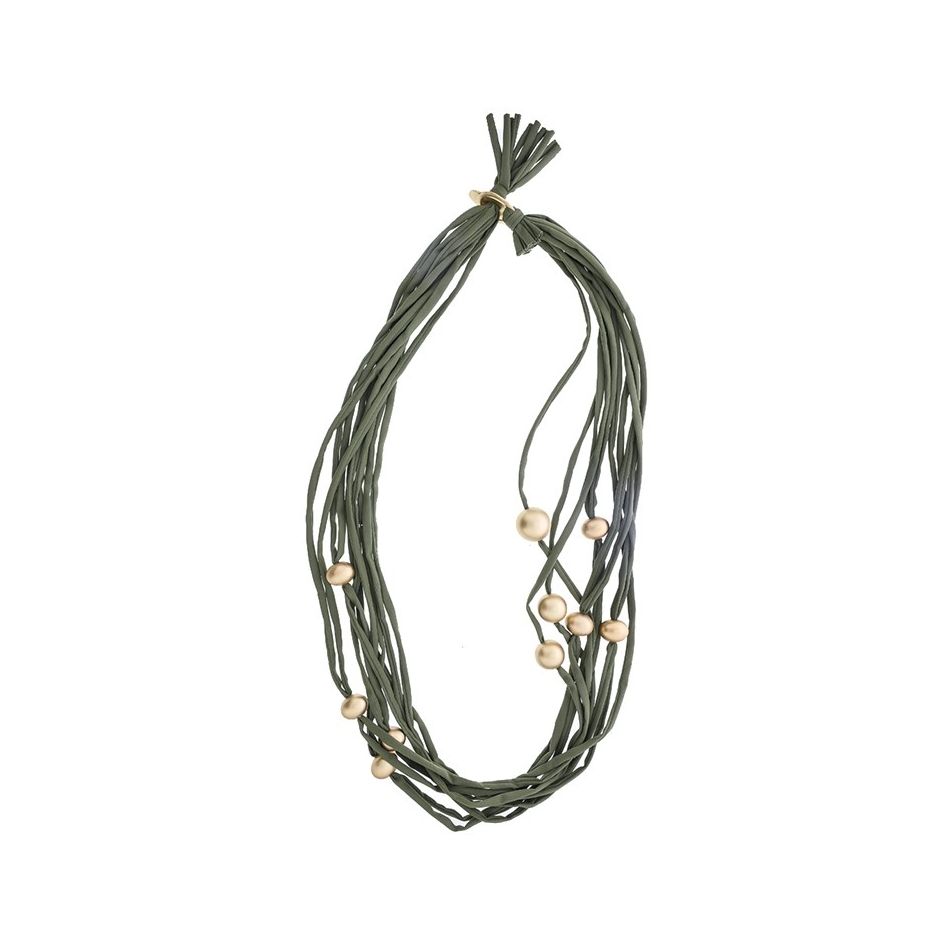 LONG TUBE NECKLACE WITH IMITATION METAL BEADS