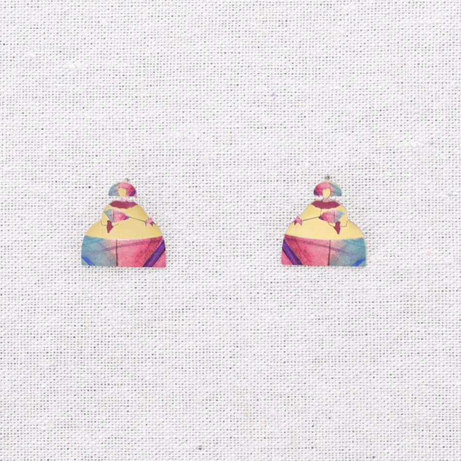 PENDIENTES ACERO MENINA DIBUJO