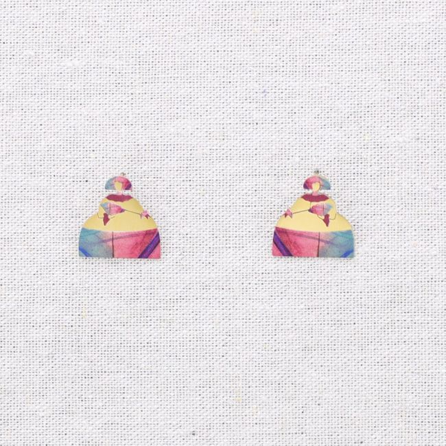 PENDIENTES ACERO MENINA DIBUJO