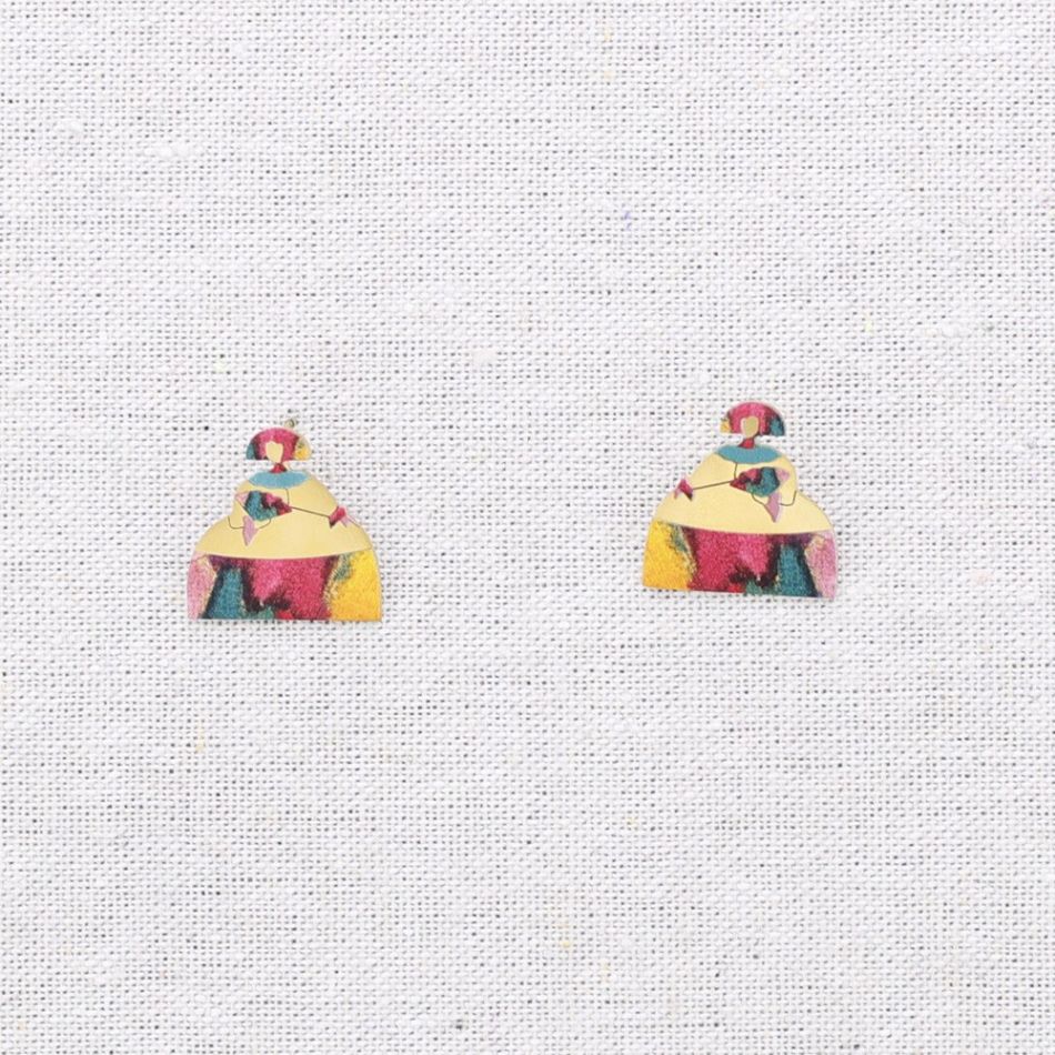 PENDIENTES ACERO MENINA DIBUJO