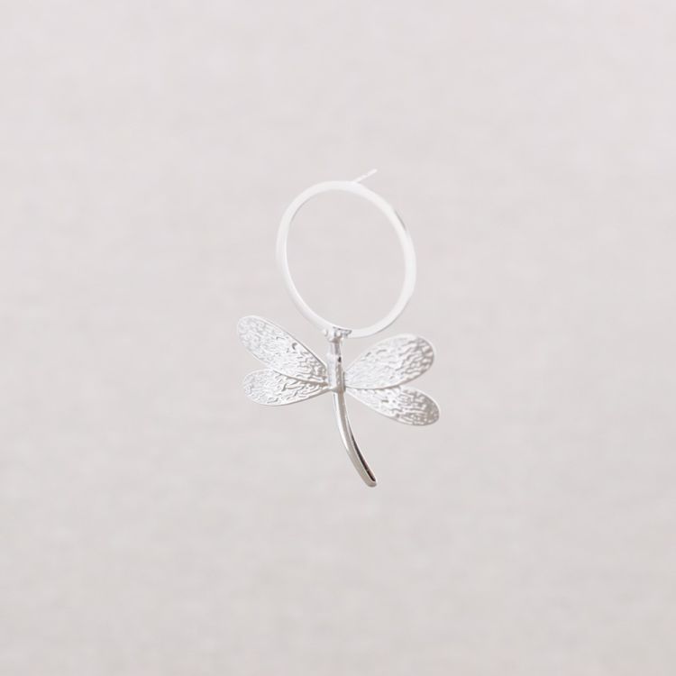 STEEL EARRINGS RING DRAGONFLY PENDANT