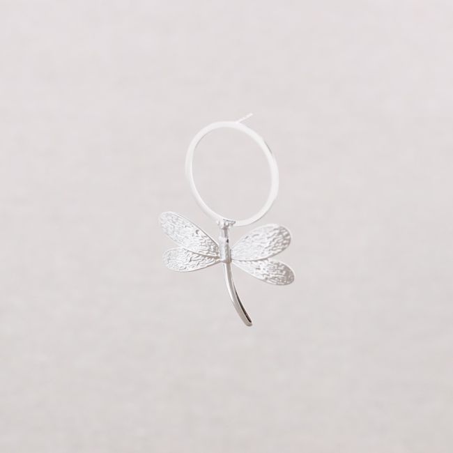 STEEL EARRINGS RING DRAGONFLY PENDANT