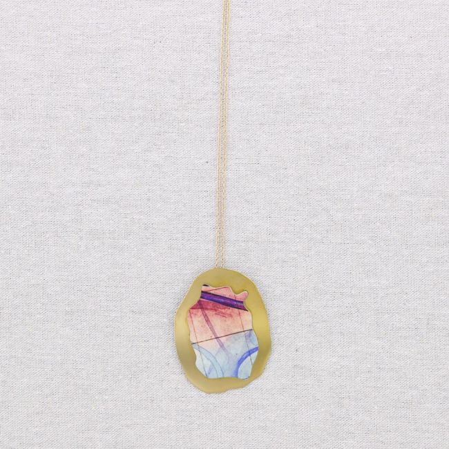 LONG STEEL NECKLACE STEEL MEDAL PENDANT DRAWING