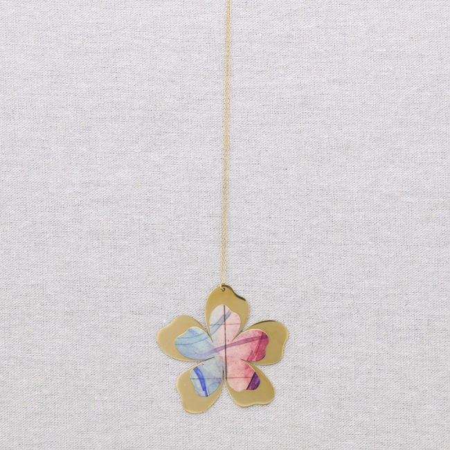 COLLAR LARGO ACERO COLGANTE FLOR DIBUJO