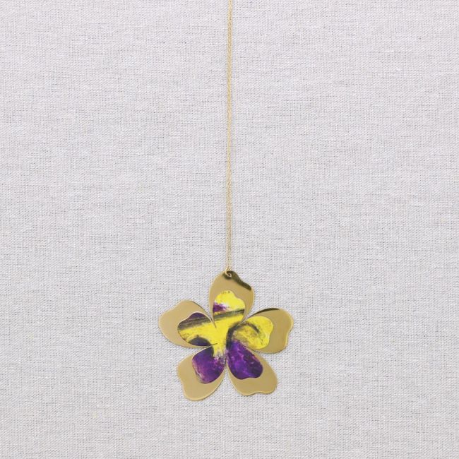 COLLAR LARGO ACERO COLGANTE FLOR DIBUJO